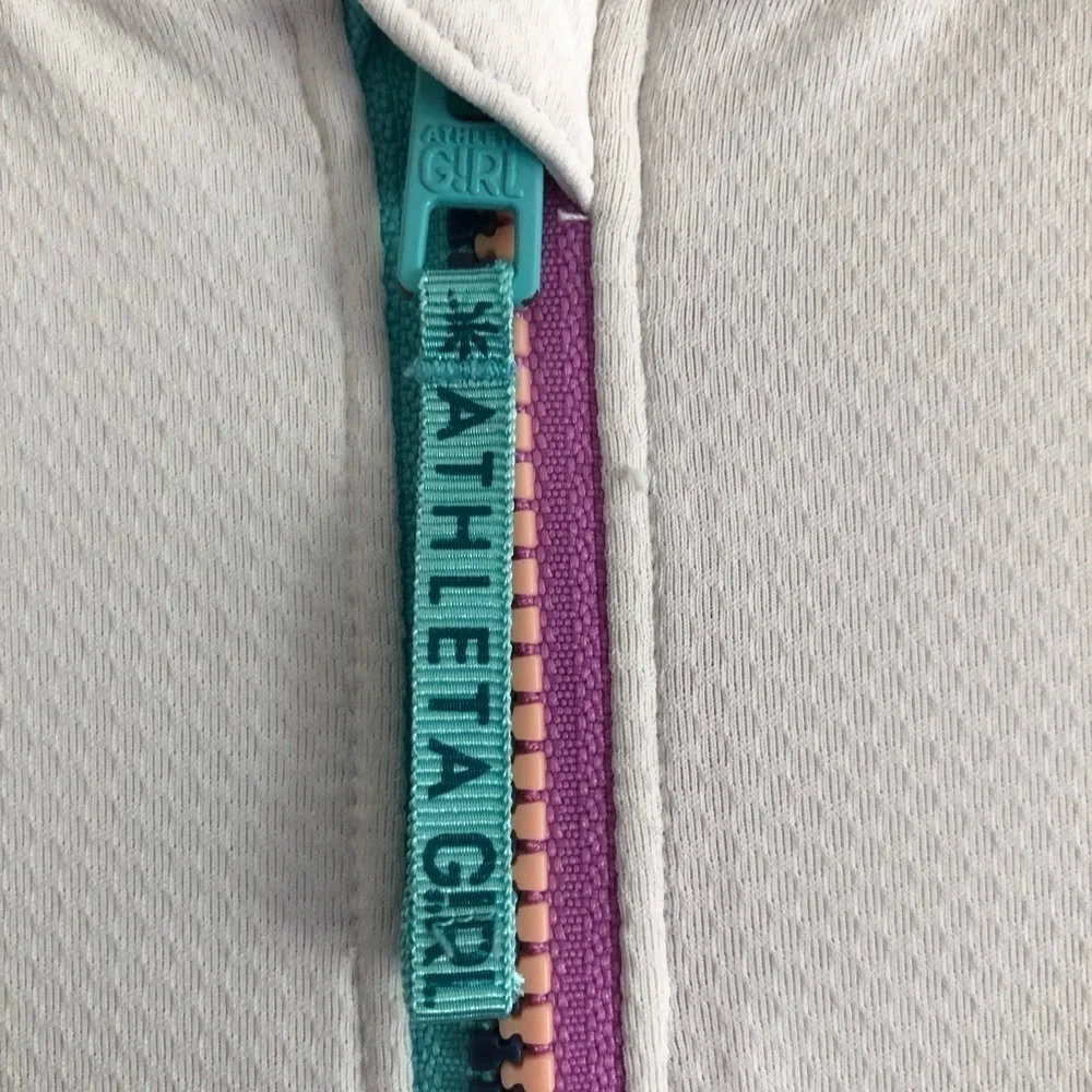 Athleta Girl Jacket Stunner Shade White Multicolored Zipper Size Large 12